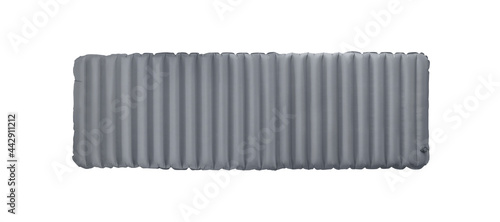 Inflatable camping mat with air valve isolated on white