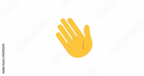 Animation of a waving hand. A sign of greeting or goodbye. Alpha channel. 4K