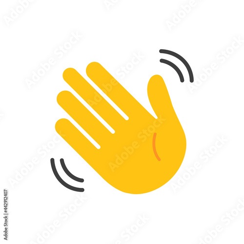 Waving hand isolated on white background. A sign of greeting or goodbye. Flat style. Vector illustration