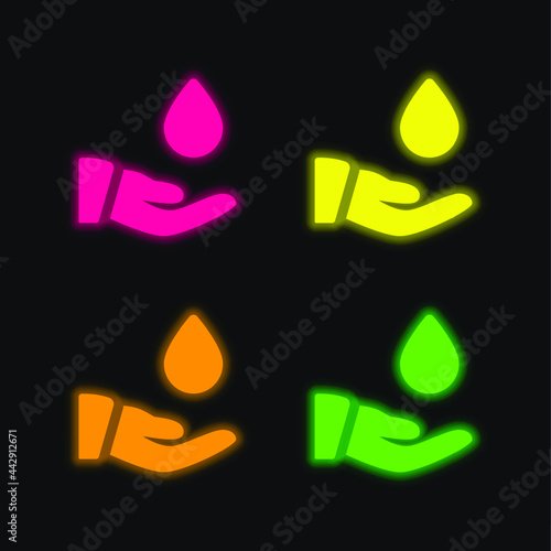 Blood four color glowing neon vector icon