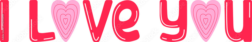 I love you hand drawn lettering. Cute design for greeting card. Vector illustration I love you hand drawn lettering. Cute design for greeting card. Vector illustration