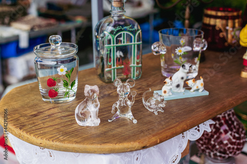 Cute glass figurines and pottery at flea markets