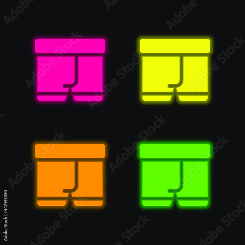 Boxers four color glowing neon vector icon