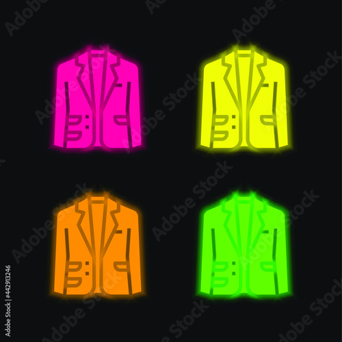 Blazer four color glowing neon vector icon