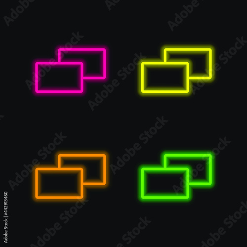 2 Squares four color glowing neon vector icon