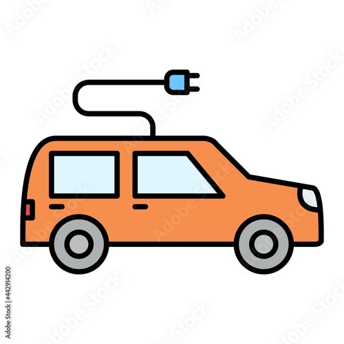 Vector Electric Car Filled Outline Icon Design