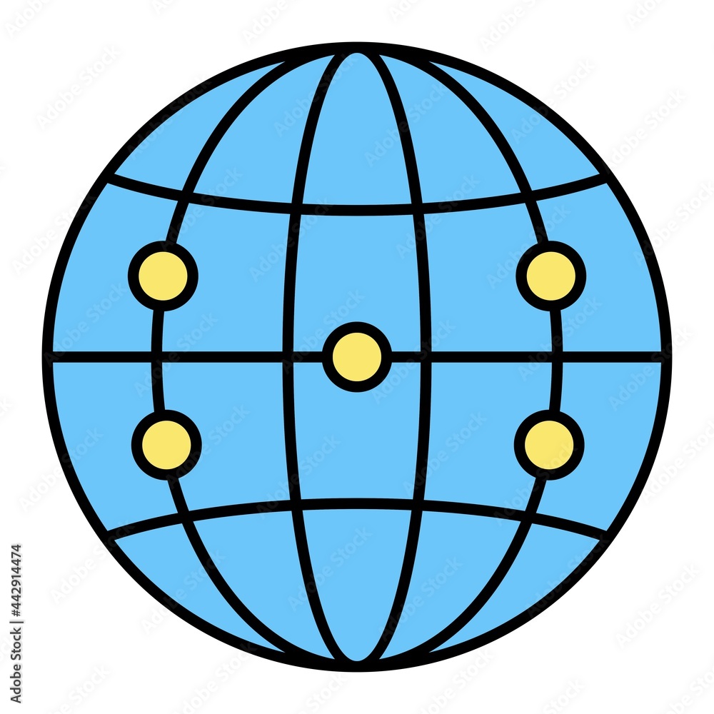 Vector Globe Network Filled Outline Icon Design Vector Globe Network Filled Outline Icon Design
