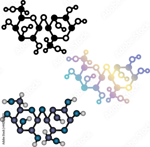 Lactose molecule vector illustration set. 3d, realistic, icon and artistic design. illustration for lactose intolerance, diary and milk products