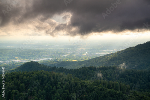 The sun shines on the Murgtal in the northern Black Forest after a storm