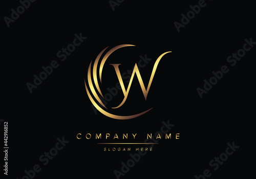 alphabet letter W monogram logo, gold color elegant classical