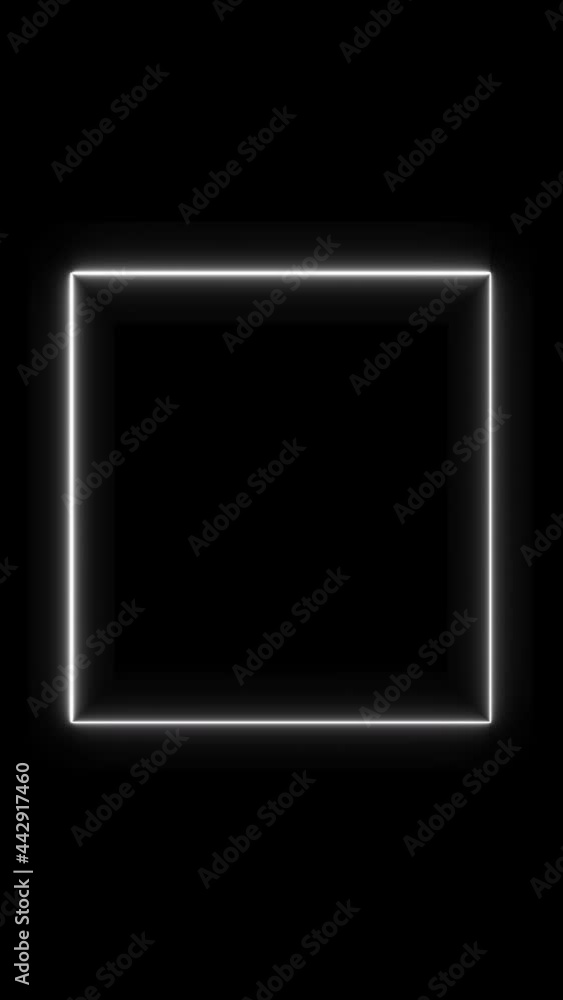 Abstract seamless looped animation of neon glowing frame on black background Abstract seamless looped animation of neon glowing frame on black background