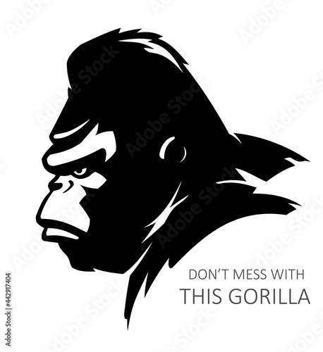 Tough Gorilla Head, Side View Illustration