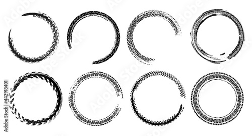 Skid Marks Circles Set. Isolated vector illustration photo