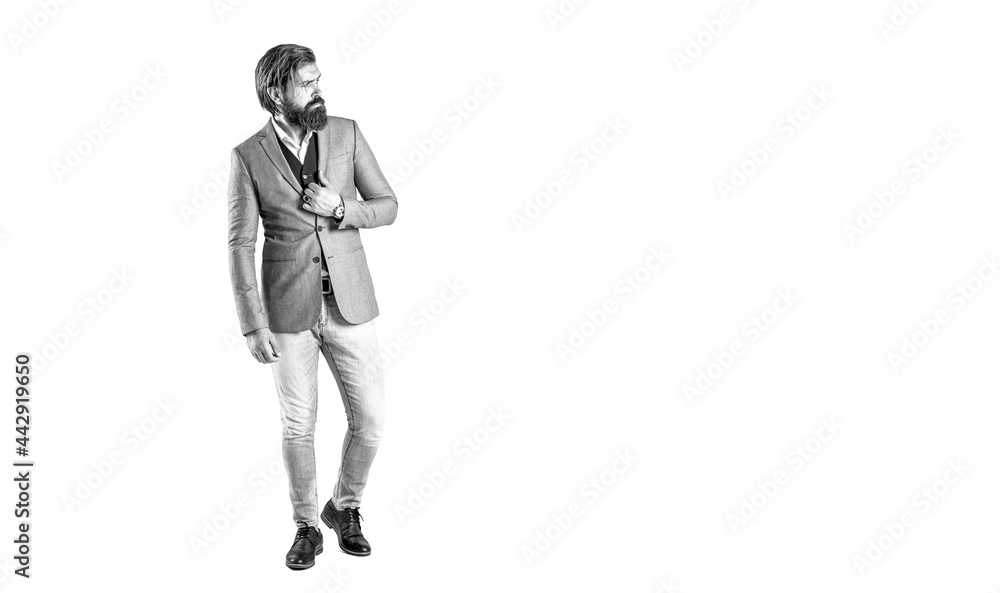 Sexy male, brutal macho, hipster. Hand in with wrist watch in a business suit. Elegant handsome man in suit. Handsome bearded businessman in classic suits. Black and white Sexy male, brutal macho, hipster. Hand in with wrist watch in a business suit. Elegant handsome man in suit. Handsome bearded businessman in classic suits. Black and white