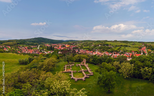 Schlosberg temple riuns in Macseknadasd Hungary. Amazoing ancient monument ruins near by Pecs city in Mecsek mountains photo