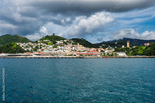View of Saint George town, capital of Grenada island, Caribbean region of Lesser Antilles