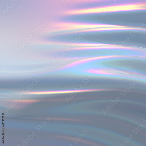 Modern abstract pastel iridescent holographic foil background. 3d render.