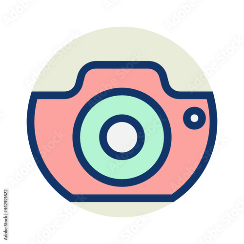 DSLR Camera filled outline icon.