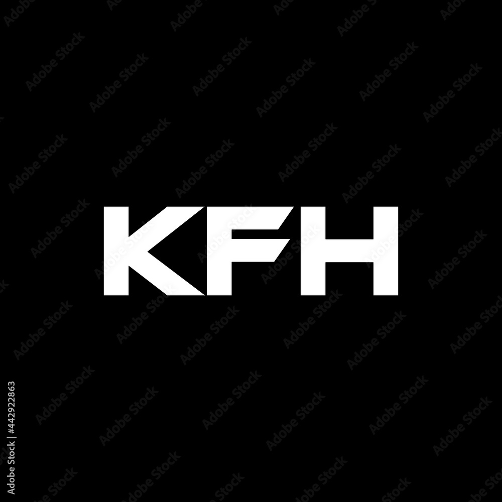KFH letter logo design with black background in illustrator, vector logo modern alphabet font overlap style. calligraphy designs for logo, Poster, Invitation, etc.