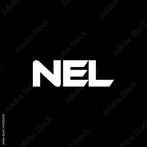 NEL letter logo design with black background in illustrator, vector logo modern alphabet font overlap style. calligraphy designs for logo, Poster, Invitation, etc. photo
