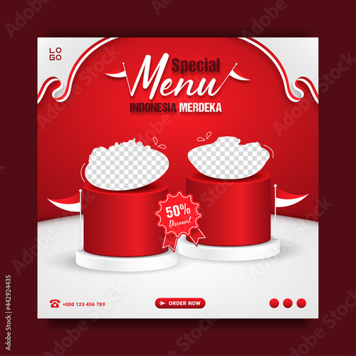 Indonesia's independence day special food menu promotion banner template