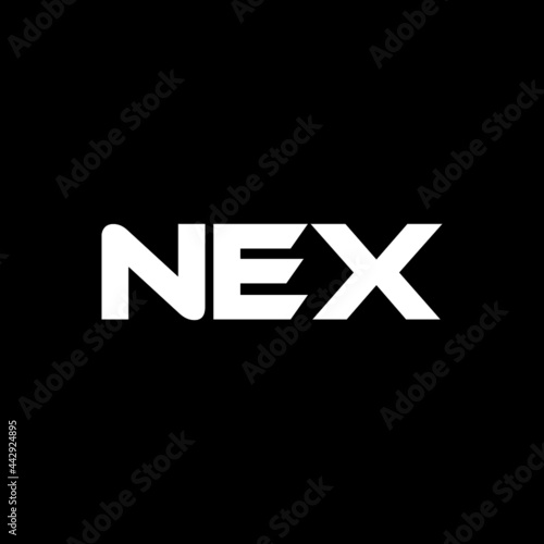 NEX letter logo design with black background in illustrator, vector logo modern alphabet font overlap style. calligraphy designs for logo, Poster, Invitation, etc. photo