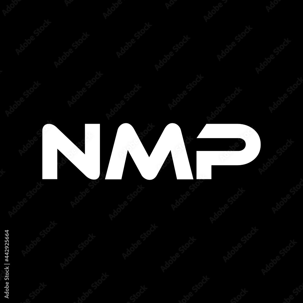 NMP letter logo design with black background in illustrator, vector logo modern alphabet font overlap style. calligraphy designs for logo, Poster, Invitation, etc.