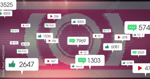 Wallpaper Mural Animation of social media icons over scope scanning Torontodigital.ca