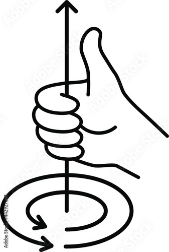 Right Hand Screw Rule icon , vector