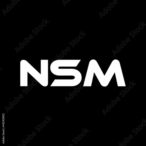 NSM letter logo design with black background in illustrator, vector logo modern alphabet font overlap style. calligraphy designs for logo, Poster, Invitation, etc.