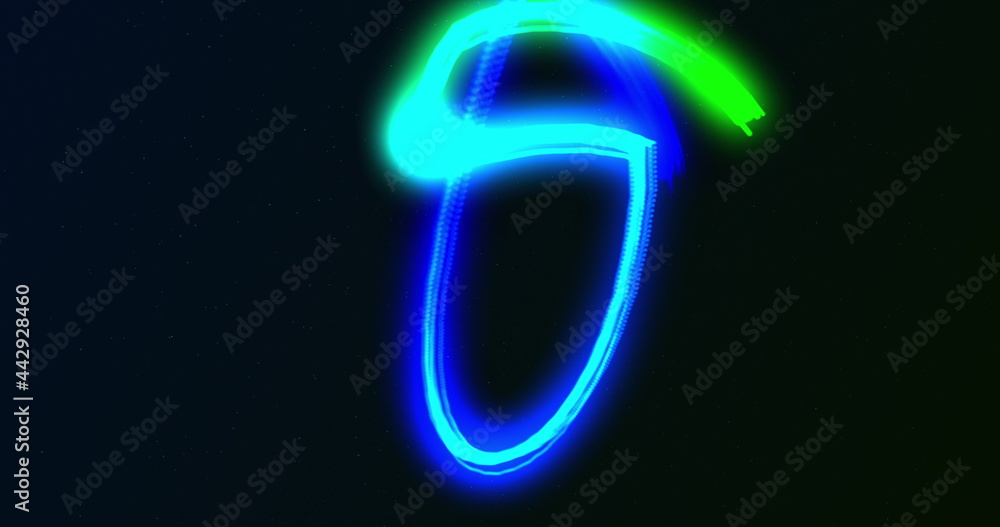 Blue and green neon light trail moving on black background Blue and green neon light trail moving on black background