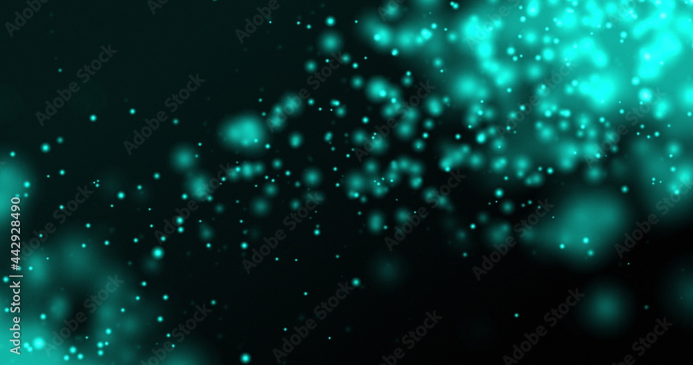 Glowing blue particles floating upwards on a dark background