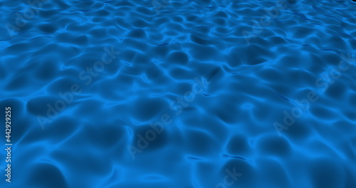 Image of 3d blue liquid waving and flowing smoothly