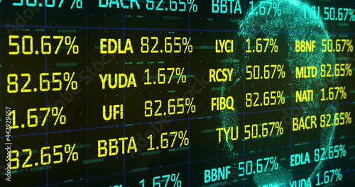 Stock market data processing against globe in background