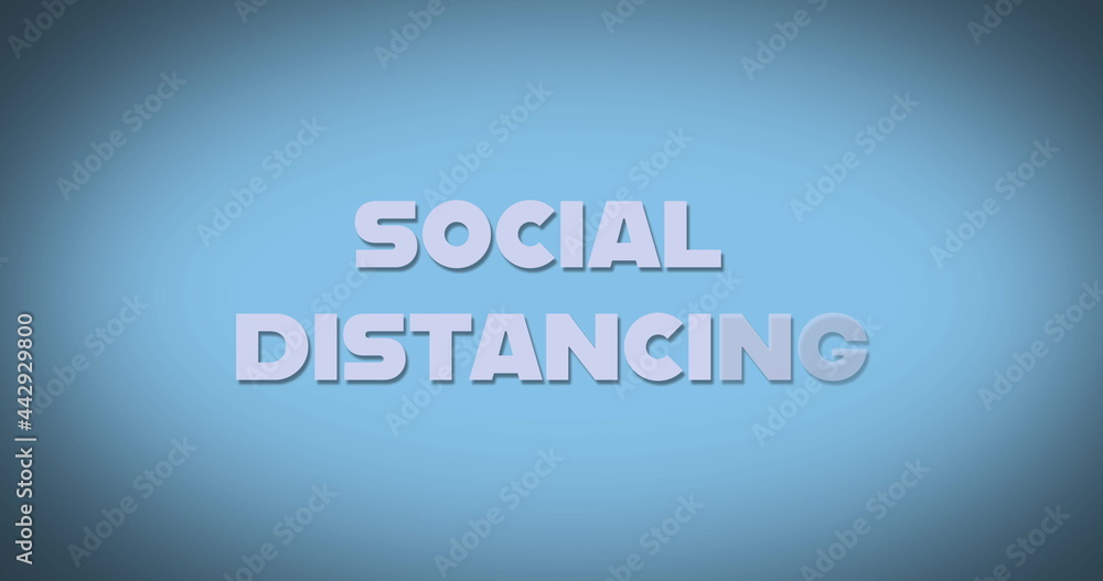Social distancing slicing diagonally against blue background Social distancing slicing diagonally against blue background