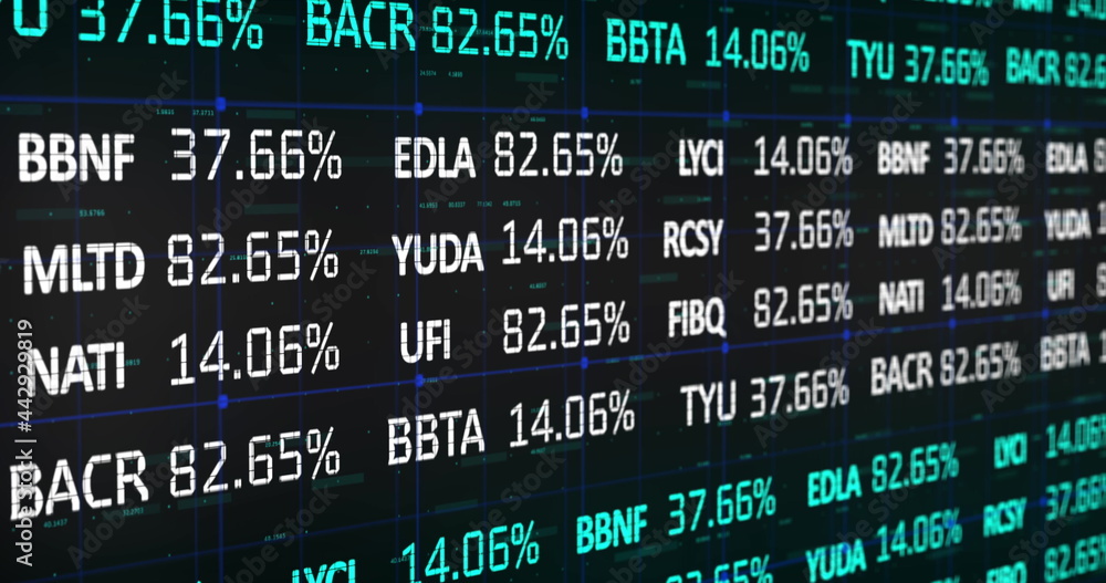 Stock market data processing against black background