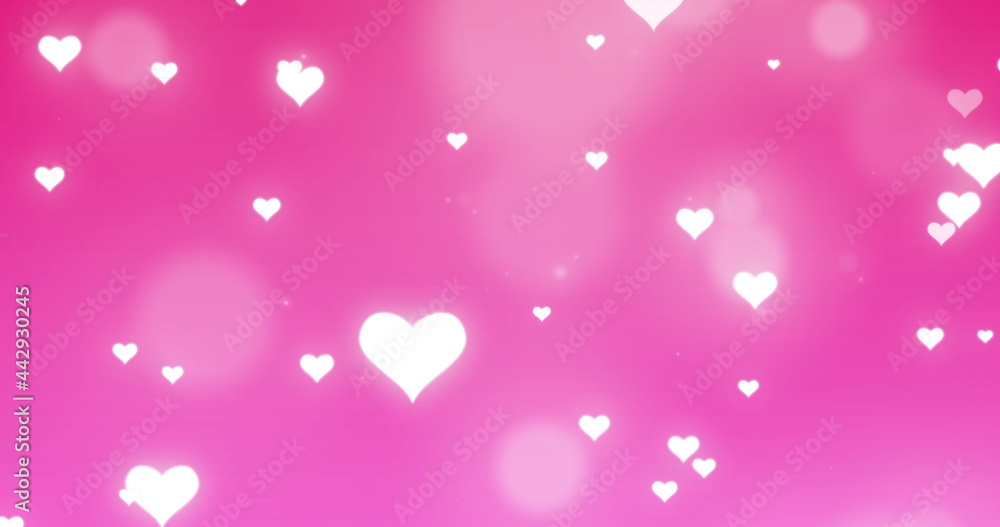 Image of glowing hearts and spots of light moving and falling in hypnotic motion Image of glowing hearts and spots of light moving and falling in hypnotic motion