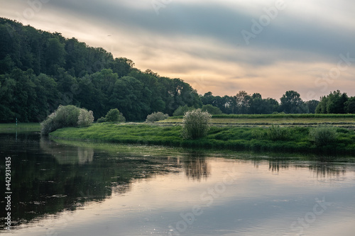 Fototapeta Naklejka Na Ścianę i Meble -  Landscape on river Weser, Germany ..