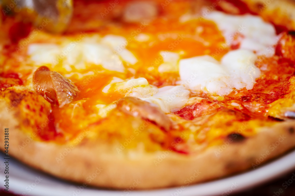 pizza with salami and cheese pizza with salami and cheese
