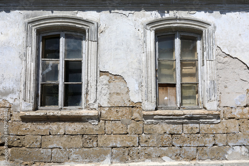 Windows of building in small Jerusalem old city of Yevpatoria