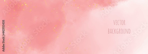 Vector watercolour horizontal universal background with gold glitter and copy space for text