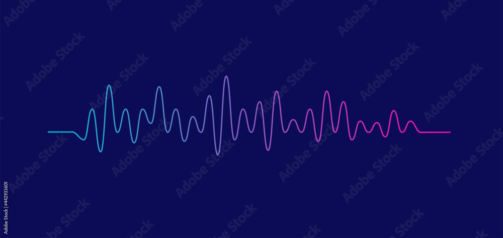 Sound wave equalizer isolated on purple background. Voice and music audio concept. Vector illustration