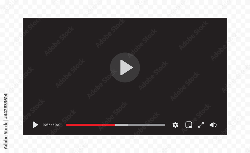 Video player interface isolated on white background. Video streaming template design for website and mobile apps. Vector illustration Video player interface isolated on white background. Video streaming template design for website and mobile apps. Vector illustration