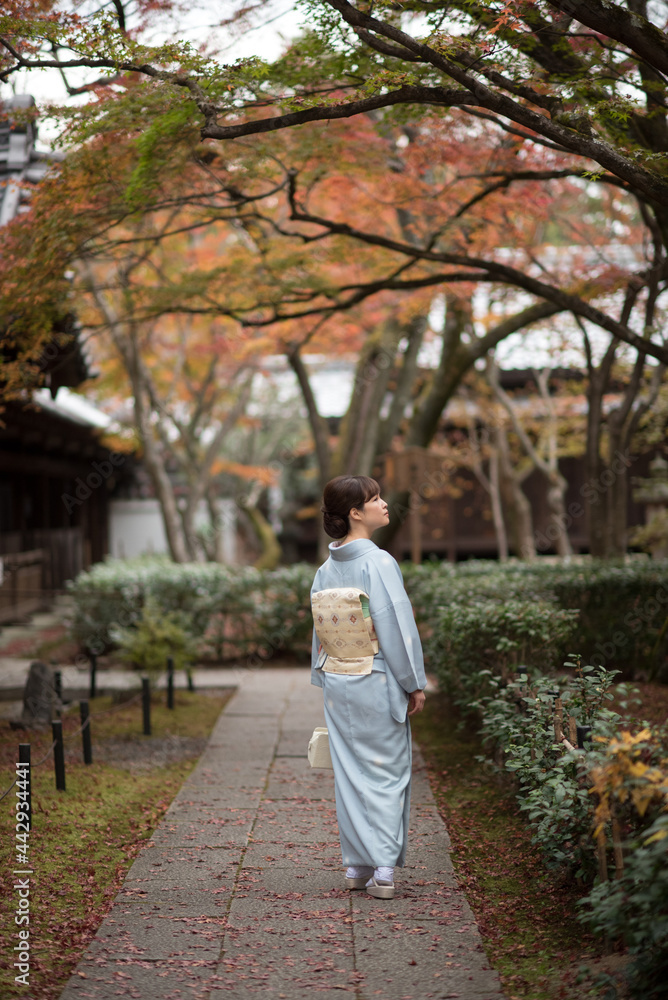 秋の京都『真正極楽寺』女性着物 古き良き日本 秋の京都『真正極楽寺』女性着物 古き良き日本