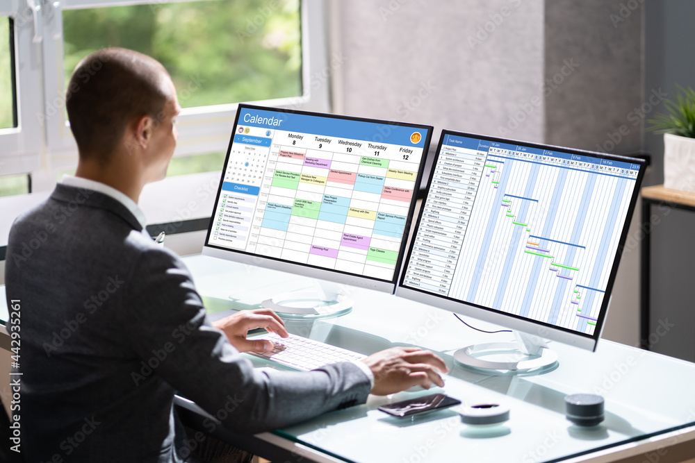 Businessman Appointment Computer To Check Business Appointment Businessman Appointment Computer To Check Business Appointment