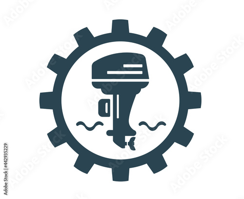 Vector illustration of an outboard motor.