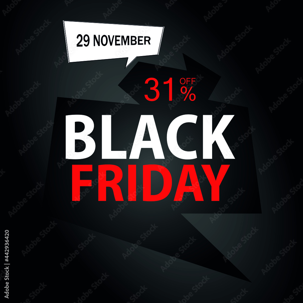 31% off on Black Friday. Black banner with thirty-one percent off promotion for november.