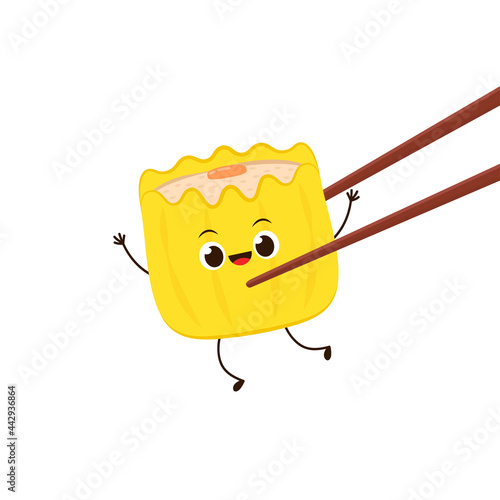 Shumai character design. Shumai vector. Shumai in Chinese food.