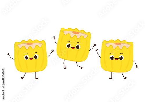 Shumai character design. Shumai vector. Shumai in Chinese food.
