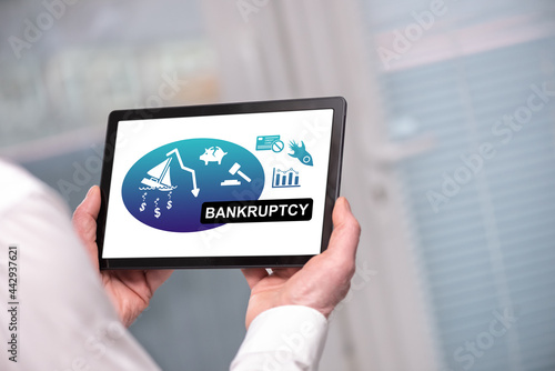 Bankruptcy concept on a tablet